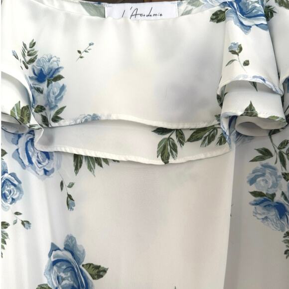 Revolve L'academie Floral Bodysuit Blouse Off The Shoulder Size Small Coquette - Picture 7 of 7